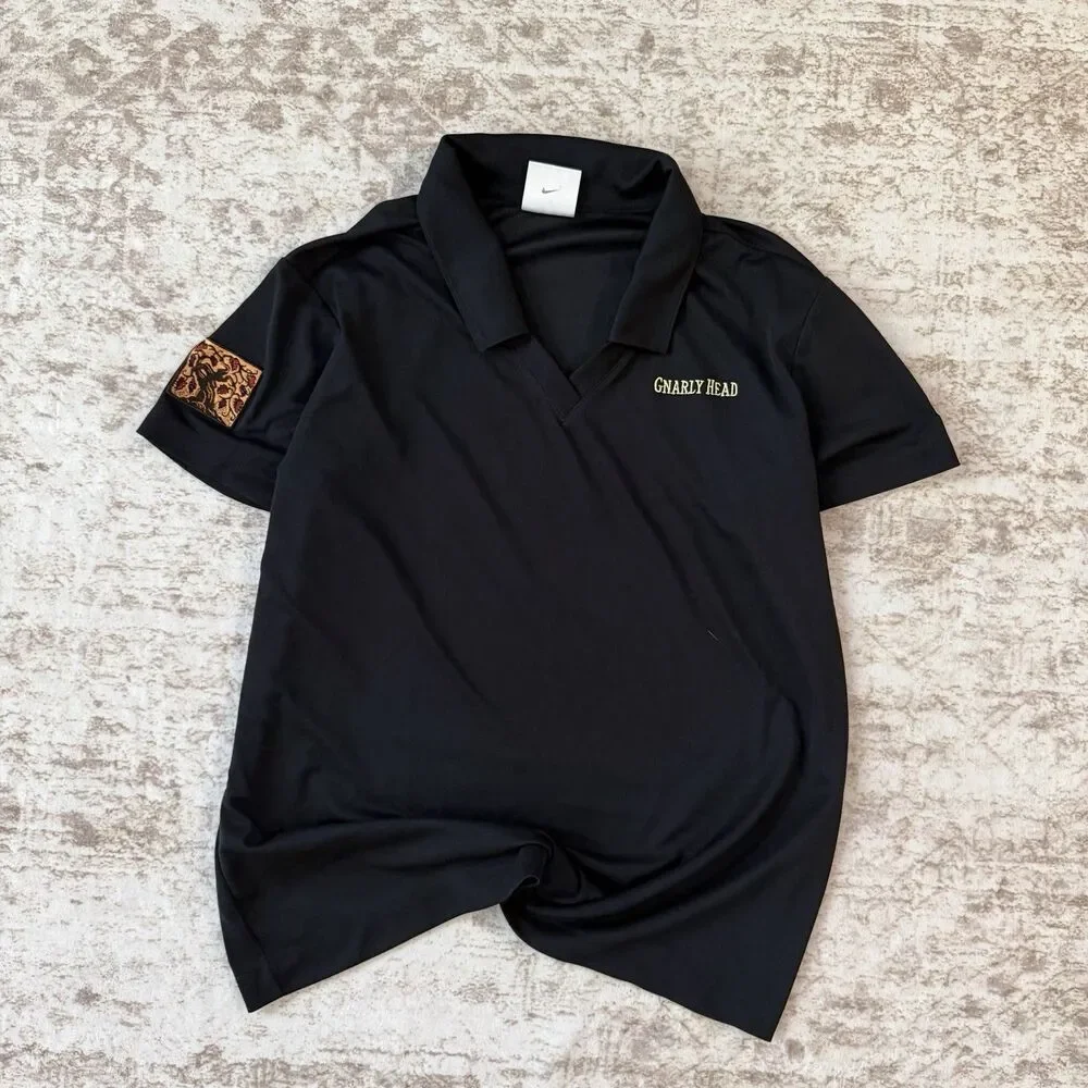 Nike Golf Dri-FIT Men’s Black Short Sleeve Polo Shirt XL Embroidered Gnarly Head